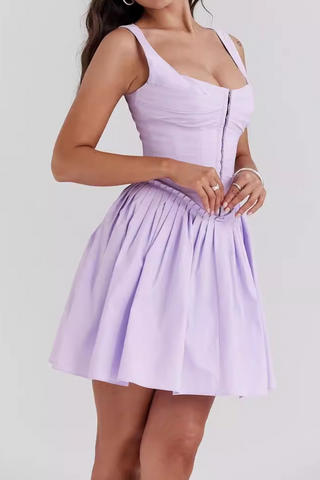 Betsy Korse Volanlı Askılı Mini Elbise