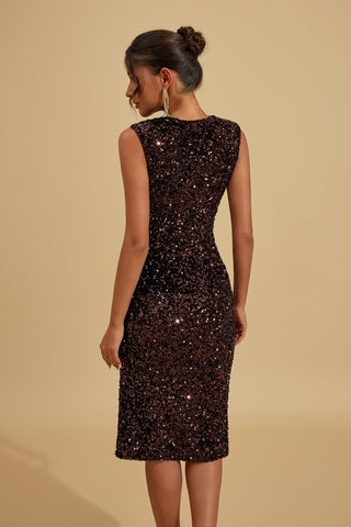 Lysandra Midnight Luxe Payetli Midi Elbise