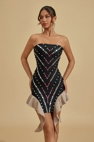 Scarlett Kristal İşlemeli Mini Elbise