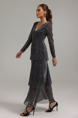 Kat Kat Düz Kesim V-Yaka Elbise