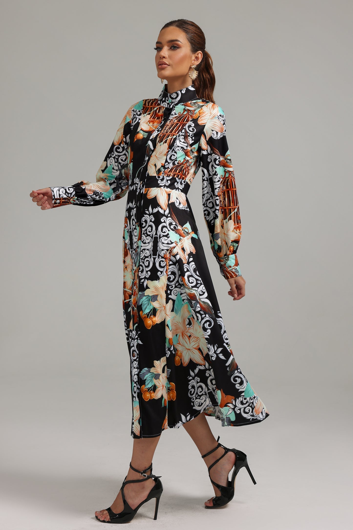 Mellies Desenli Midi Elbise