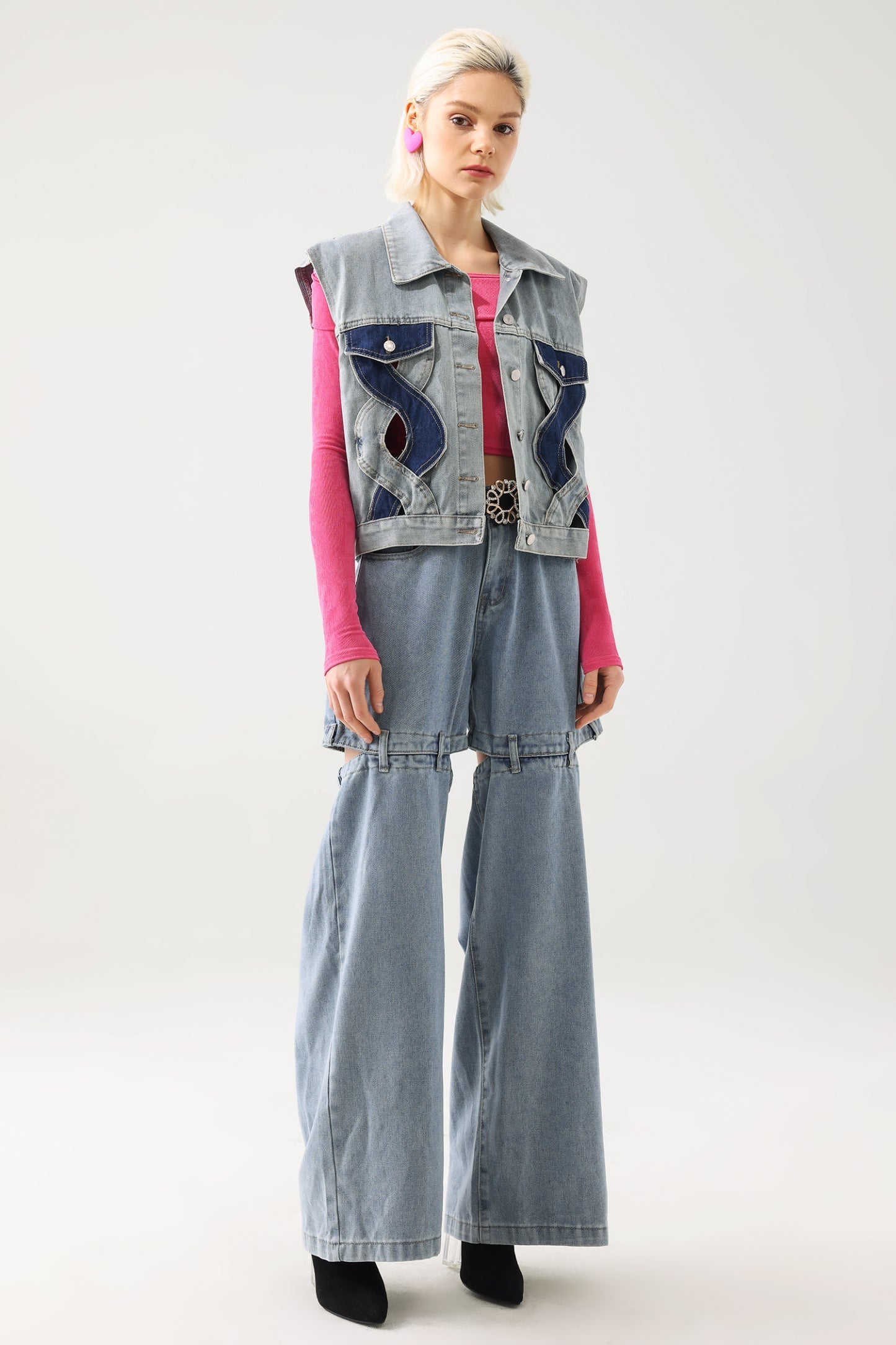 Tihila Kesik Detaylı Kot Yelek