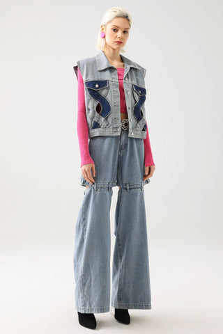 Tihila Kesik Detaylı Kot Yelek