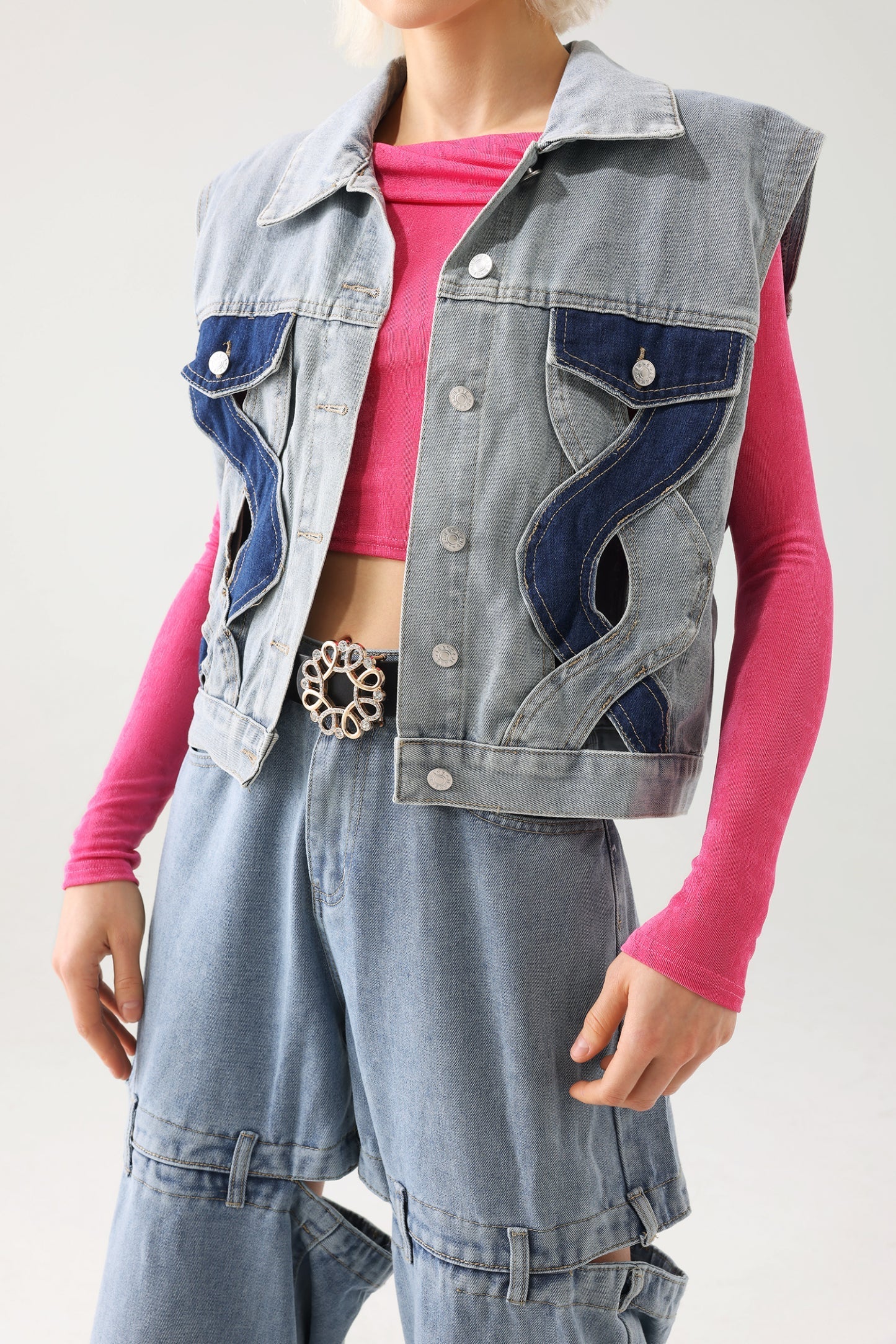 Tihila Kesik Detaylı Kot Yelek