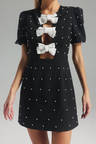 Karolina İnci Detaylı Mini Elbise