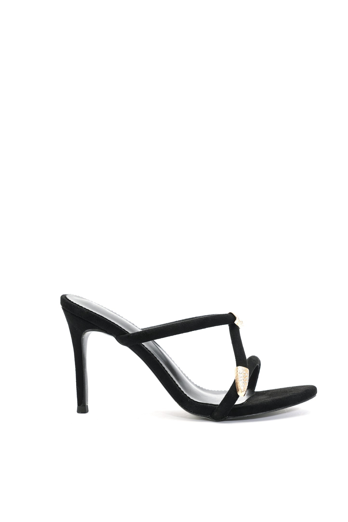 Metalik Poli Taş İşlemeli Stiletto Sandalet