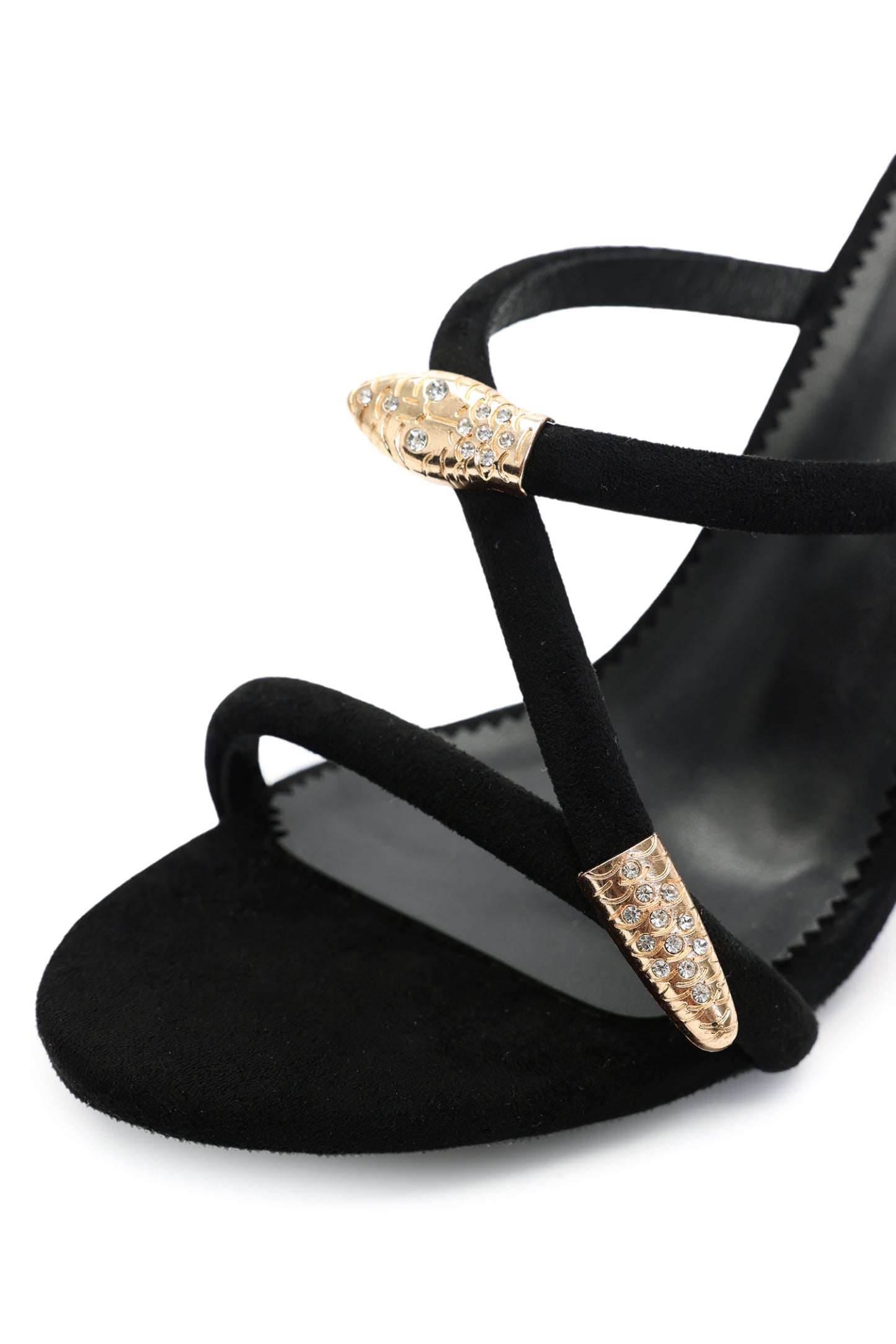 Metalik Poli Taş İşlemeli Stiletto Sandalet