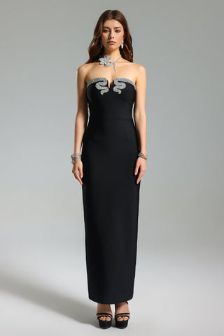 Nunna Taş Detaylı Straplez Elbise