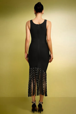 Margot Püsküllü Taş Detaylı Bandaj Midi Elbise