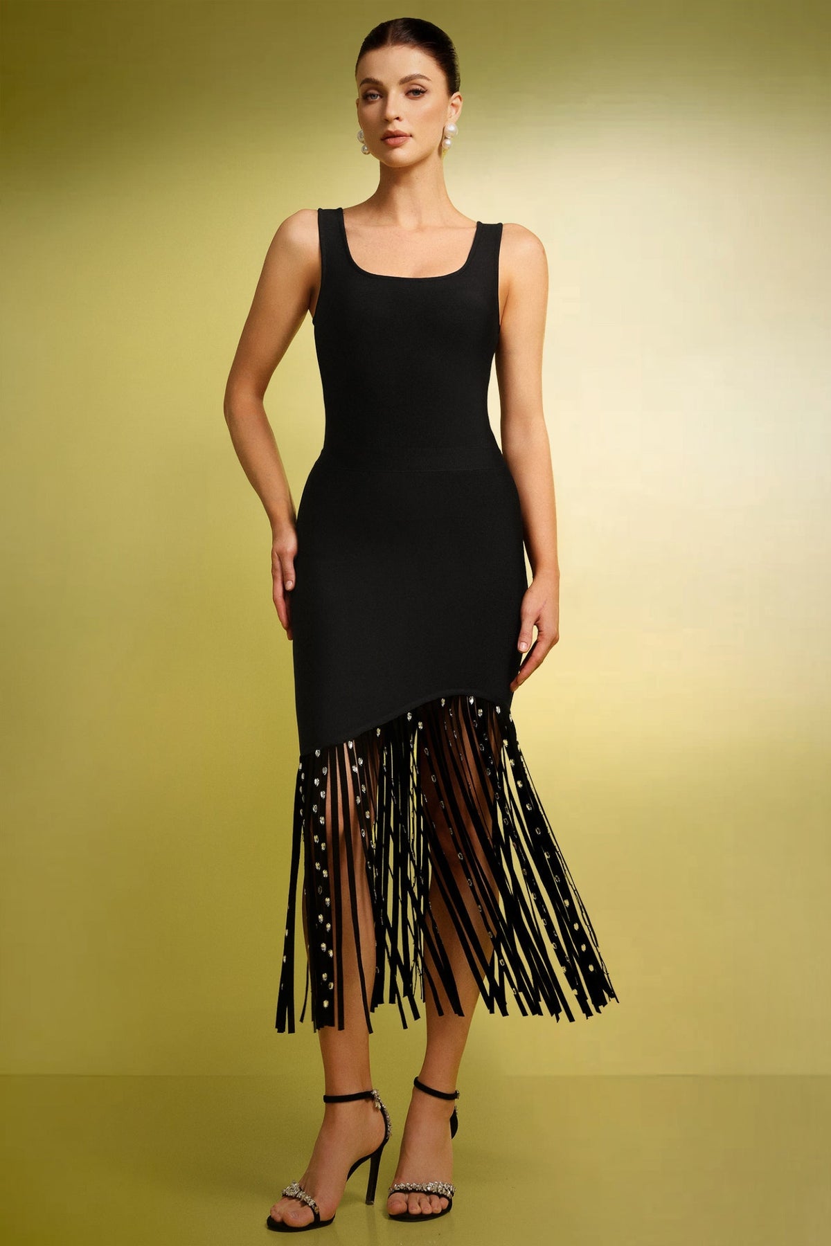 Margot Püsküllü Taş Detaylı Bandaj Midi Elbise