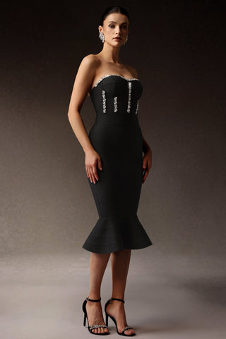 Rosmarie Taş Detaylı Balık Etek Midi Elbise