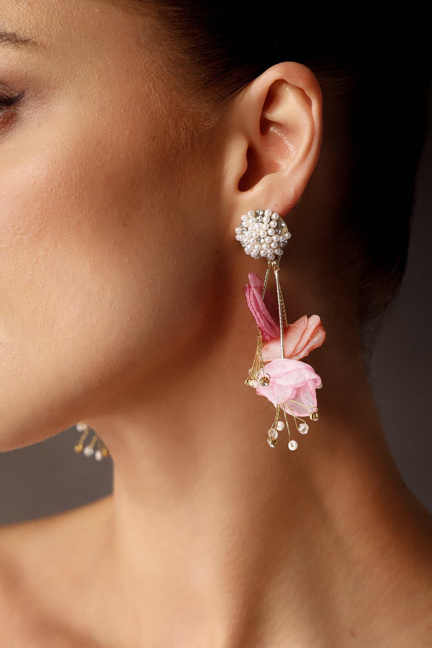 Serren İnci Çiçekli Küpeler