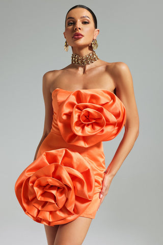 Egbert Çiçek Desenli Straplez Mini Elbise