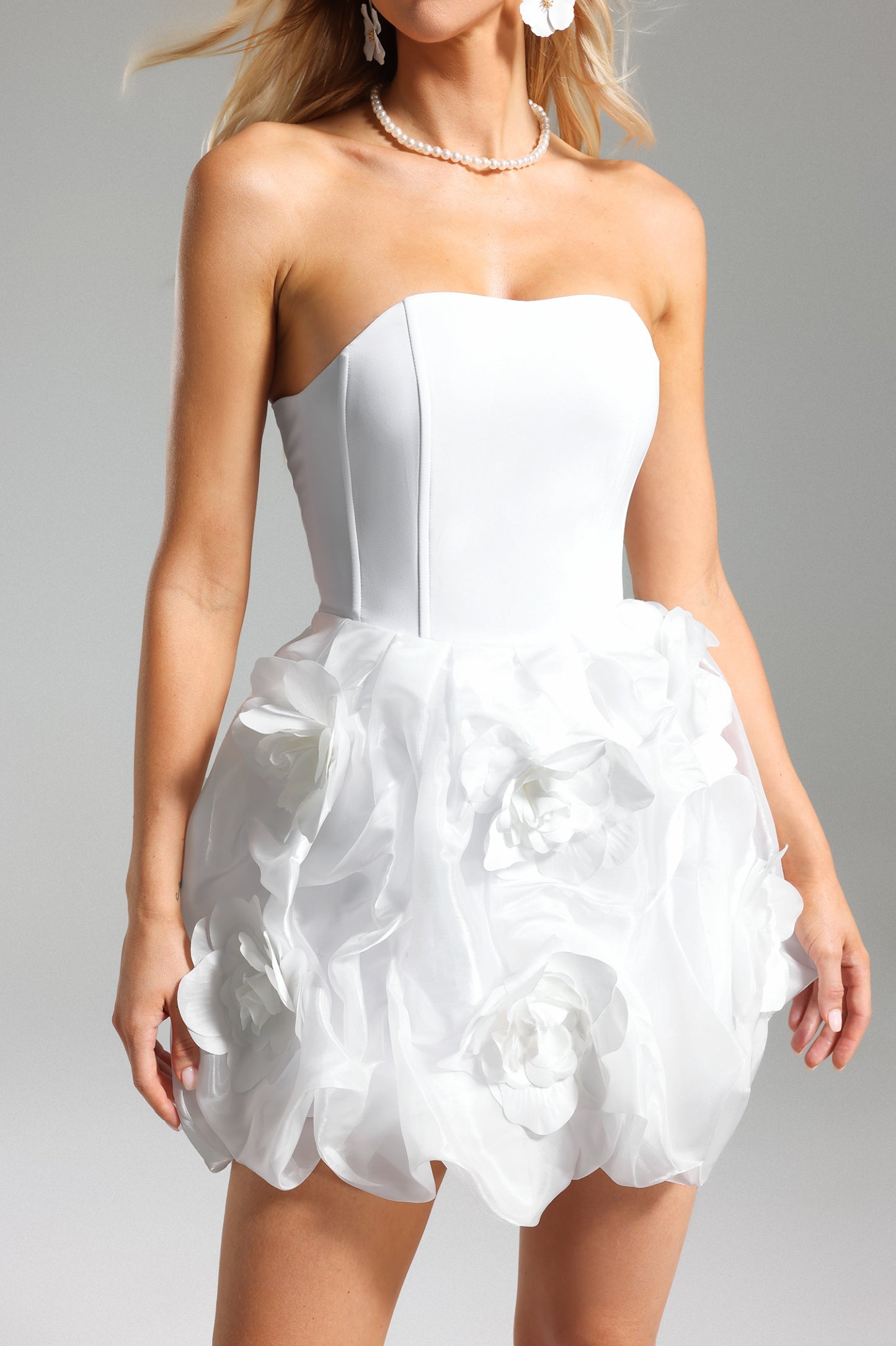 Janka Çiçek Desenli Transparan Mini Elbise