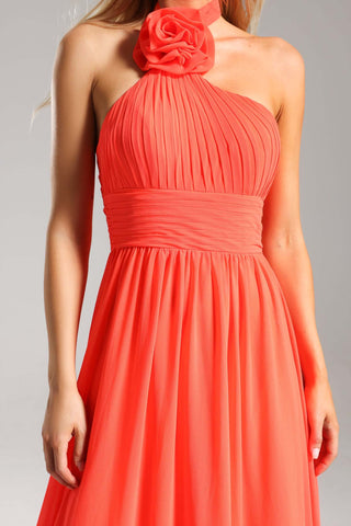 Clea Halter Yaka Pileli Çiçekli Maxi Elbise