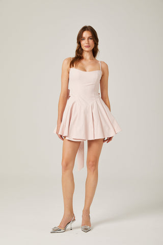 Belden Bağlamalı Pilili Mini Elbise