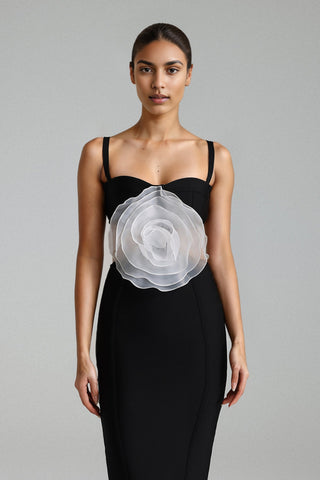 Jacey Çiçek Desenli Bandaj Midi Elbise