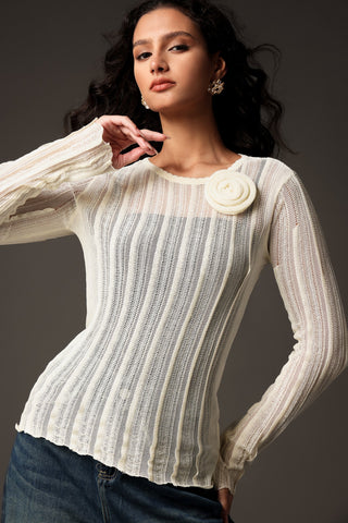 Ganaba Uzun Kollu Çiçek Desenli Üst