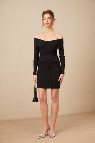 Alice Omuzsuz Ribana Triko Mini Elbise