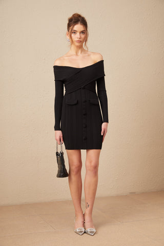 Alice Omuzsuz Ribana Triko Mini Elbise
