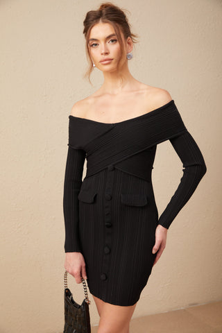 Alice Omuzsuz Ribana Triko Mini Elbise