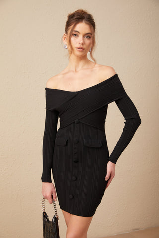 Alice Omuzsuz Ribana Triko Mini Elbise