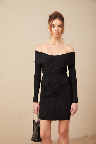 Alice Omuzsuz Ribana Triko Mini Elbise