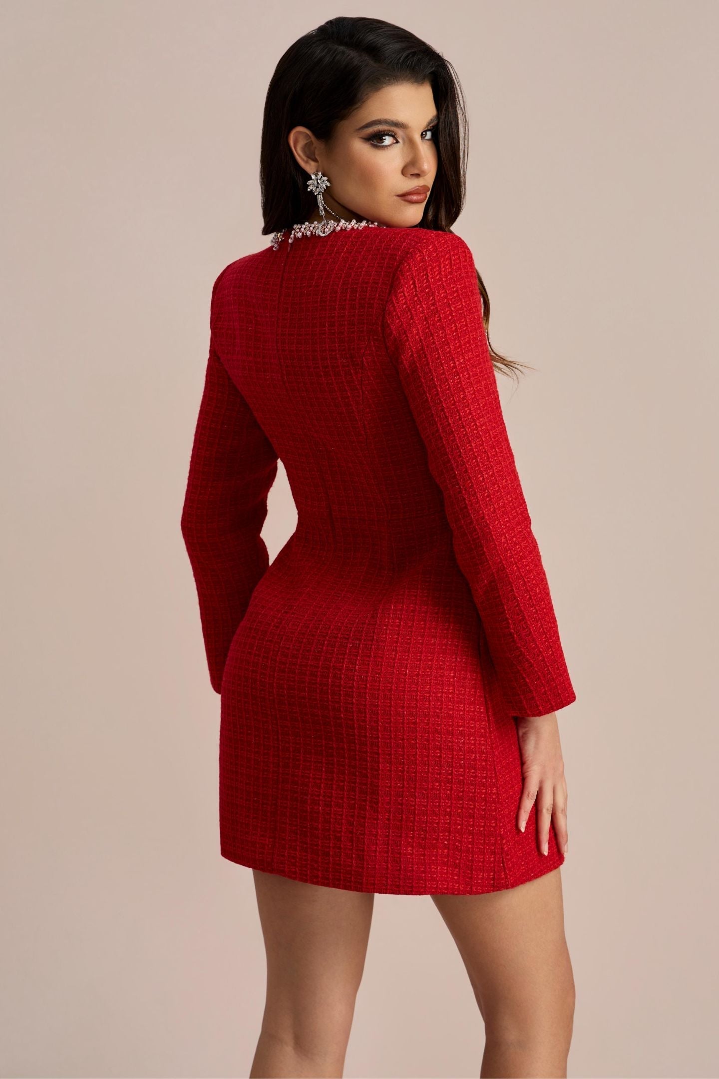 Camilla Kare Yaka Tweed Mini Elbise