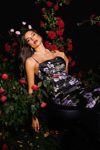 Kerry Çiçek Desenli Dar Midi Elbise