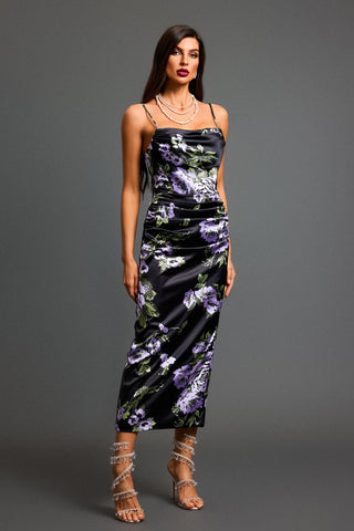 Kerry Çiçek Desenli Dar Midi Elbise