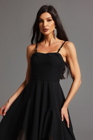 Bağcıklı Volanlı Kolsuz Mini Elbise