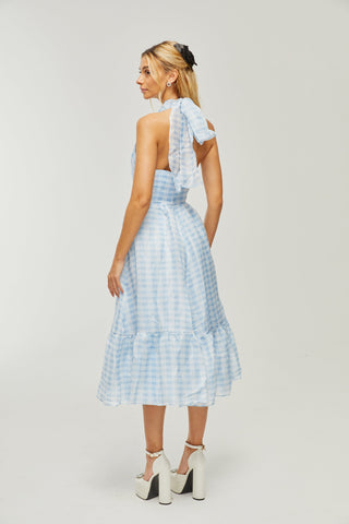 Zaira ekose midi elbise