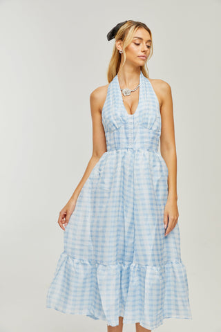 Zaira ekose midi elbise