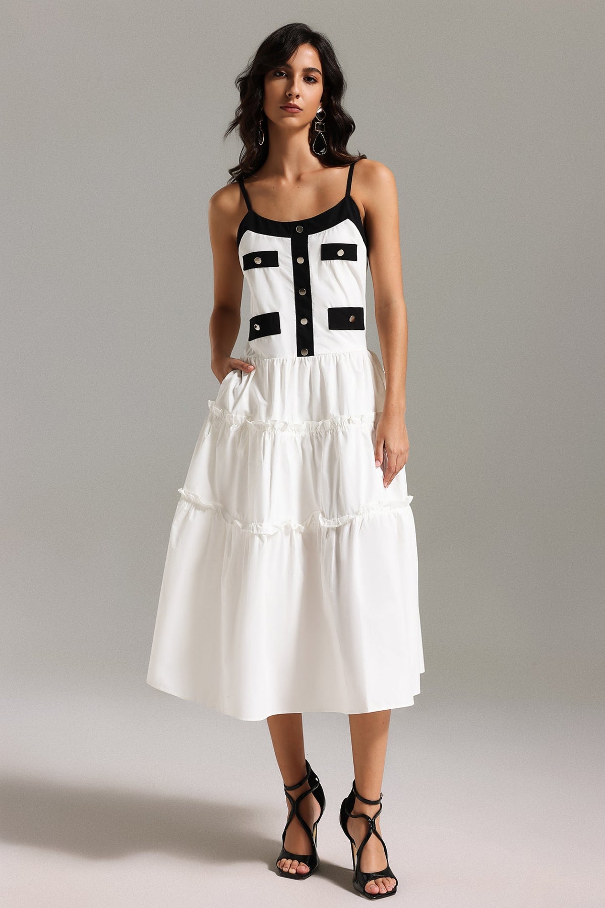 Zaysha Halter Volanlı Midi Elbise