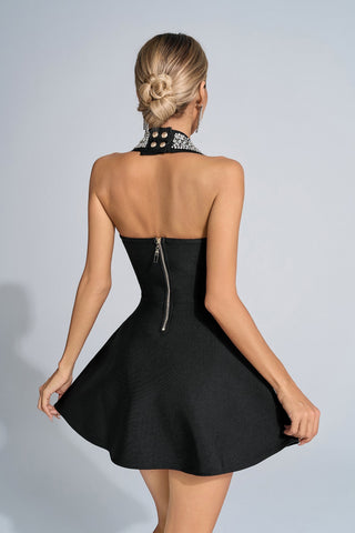 Madeline Siyah Elmas Mini Elbise