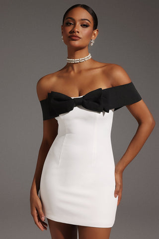 Devere Omzu Açık Mini Elbise Fiyanlı