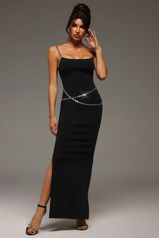 Winry Zincir Detaylı Kolsuz Maxi Elbise