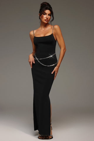 Winry Zincir Detaylı Kolsuz Maxi Elbise