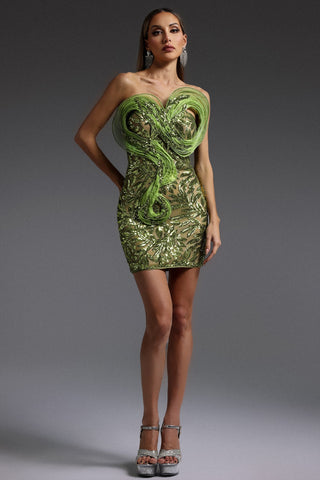 Della Payetli Kolsuz Mini Elbise