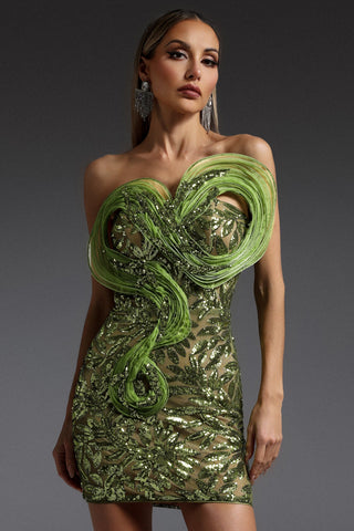 Della Payetli Kolsuz Mini Elbise