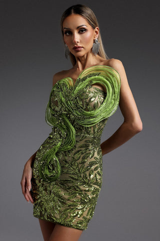 Della Payetli Kolsuz Mini Elbise