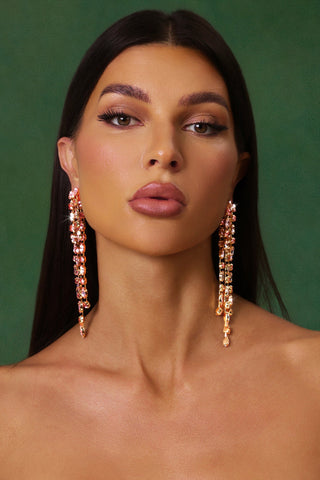 Kiwi Taş Detaylı Püsküllü Küpeler