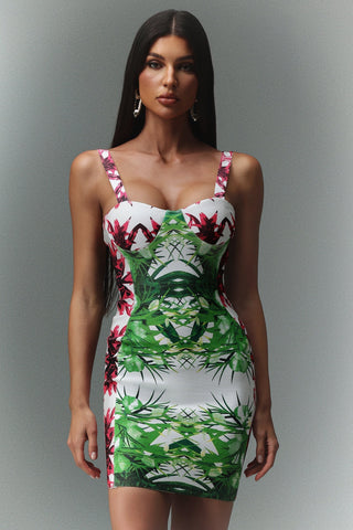 Myra Baskılı Bandaj Mini Elbise