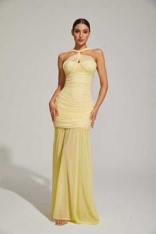 Lucienne Limonata Boyundan Bağlamalı Deniz Kızı Maxi Elbise