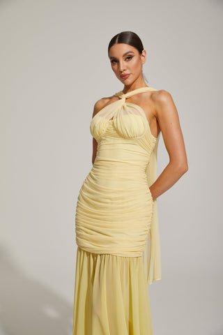 Lucienne Limonata Boyundan Bağlamalı Deniz Kızı Maxi Elbise