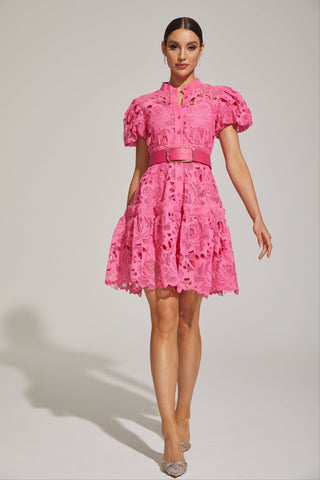 Eléonore Dantelli Kuşaklı Mini Elbise
