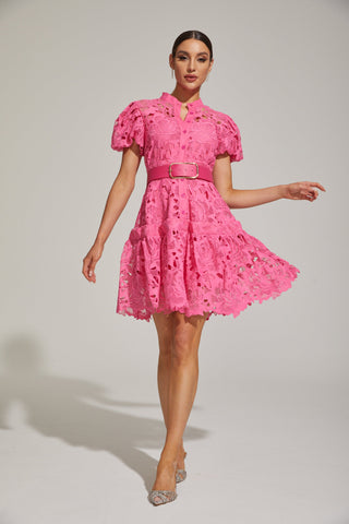 Eléonore Dantelli Kuşaklı Mini Elbise