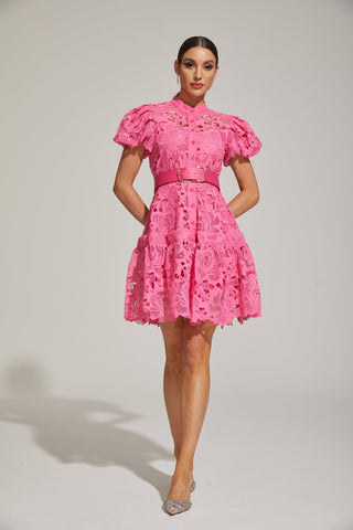 Eléonore Dantelli Kuşaklı Mini Elbise