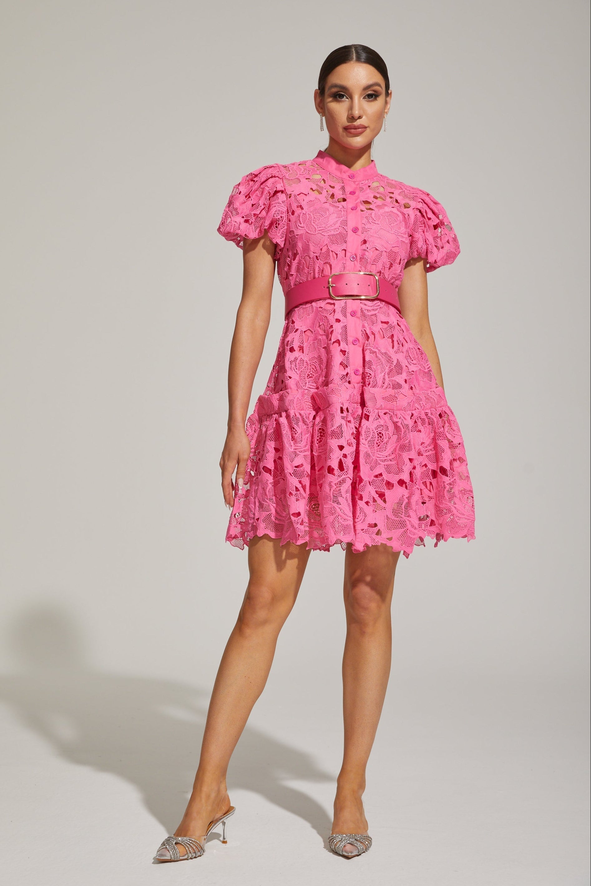Eléonore Dantelli Kuşaklı Mini Elbise