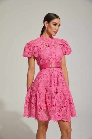 Eléonore Dantelli Kuşaklı Mini Elbise